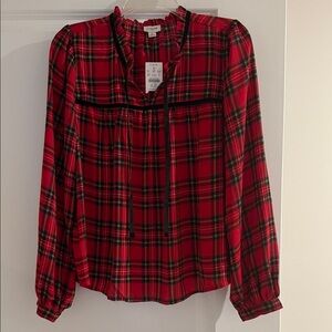 I Crew Factory  Red Plaid Women's Top - medium
